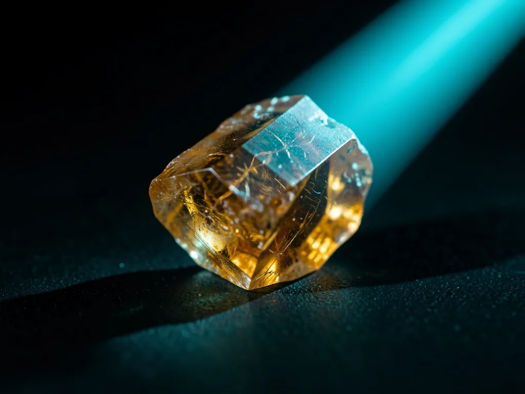 Crystalline mineral structure under laboratory light