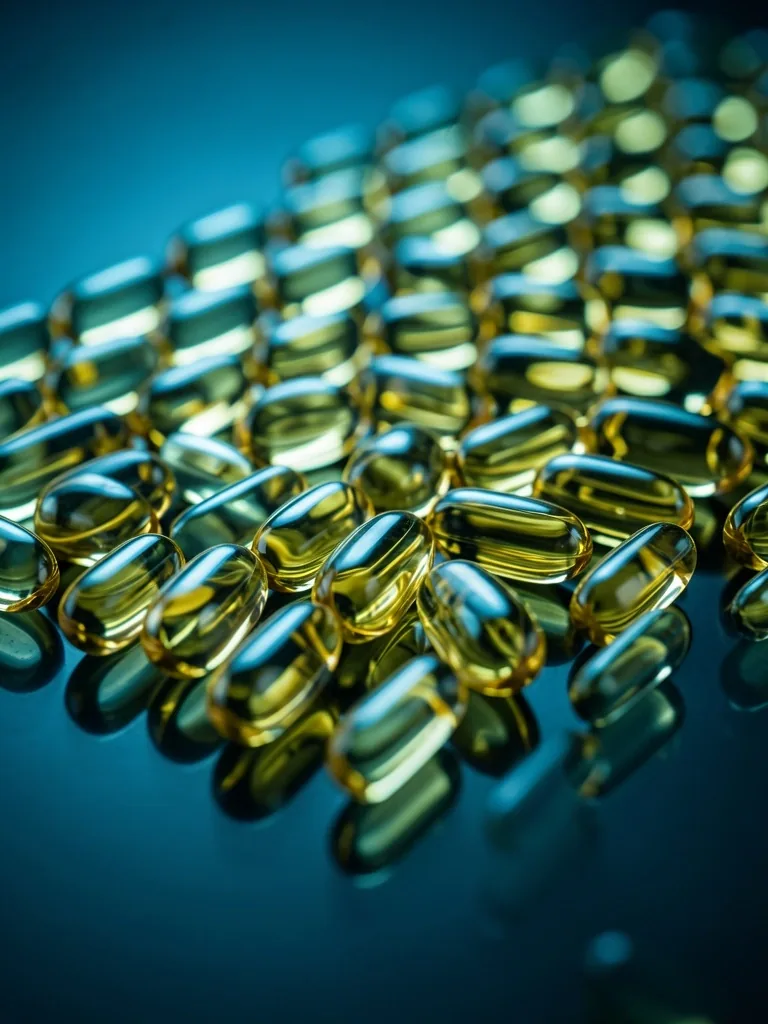 Uniform supplement capsules arranged in consistent rows
